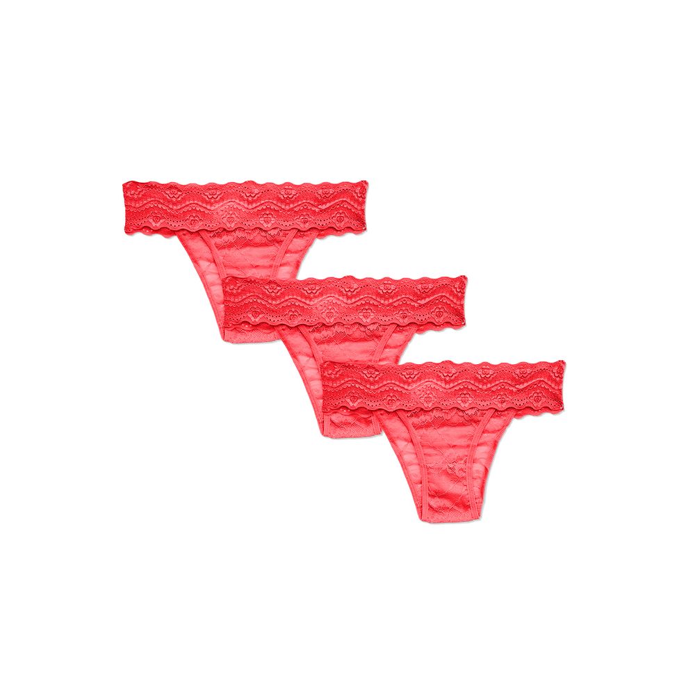 Kit 3 Calcinhas Tanga Em Renda Maya VERMELHO