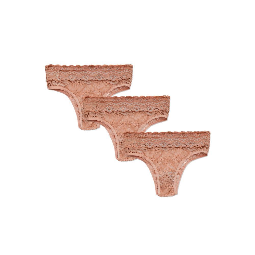 Kit 3 Calcinhas Cintura Alta Em Renda Maya ROSÊ