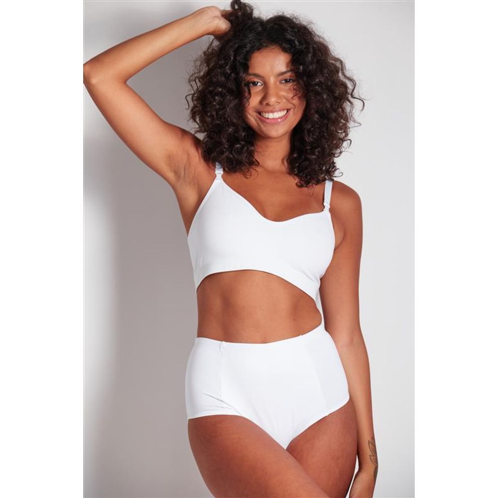 Conjunto Sutiã e Calcinha Cintura Alta Emana BRANCO