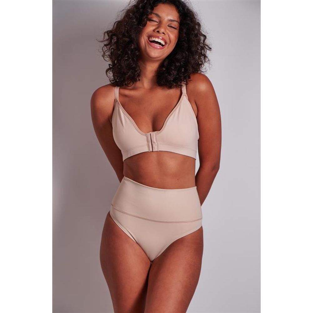 Conjunto Sutiã Nadador e Calcinha Cós Alto Emana BEIGE FONCÉ