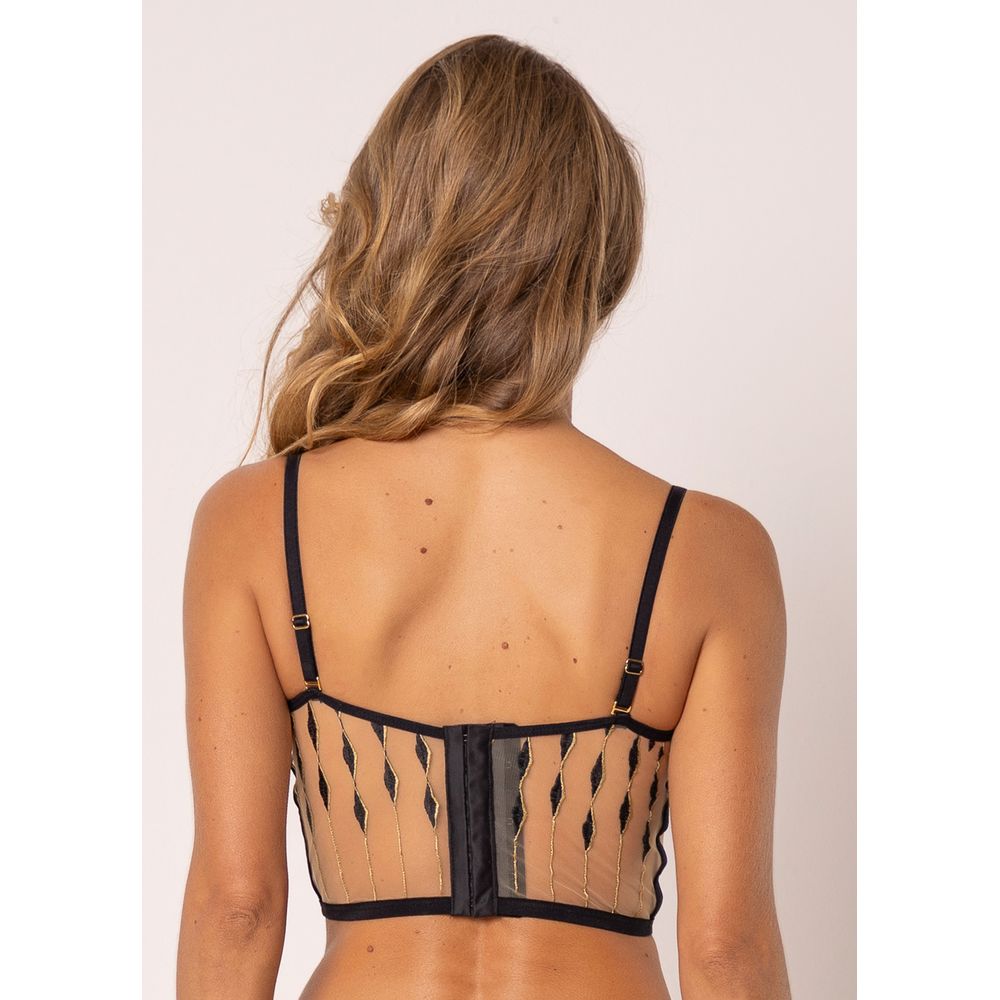 Corselet Tule Bordado Private PRETO