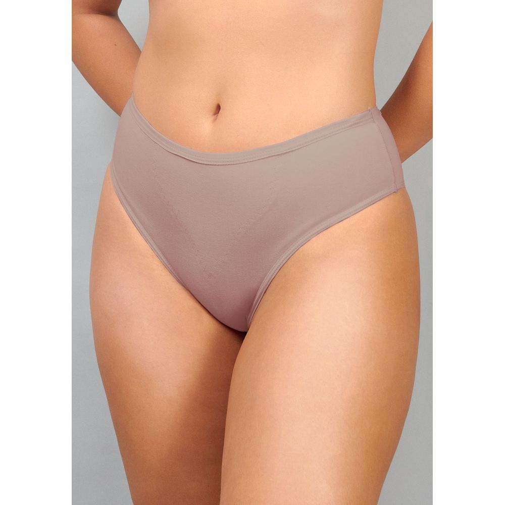 Calcinha Cintura Alta com Reforço Frontal em Modal CASTANHA