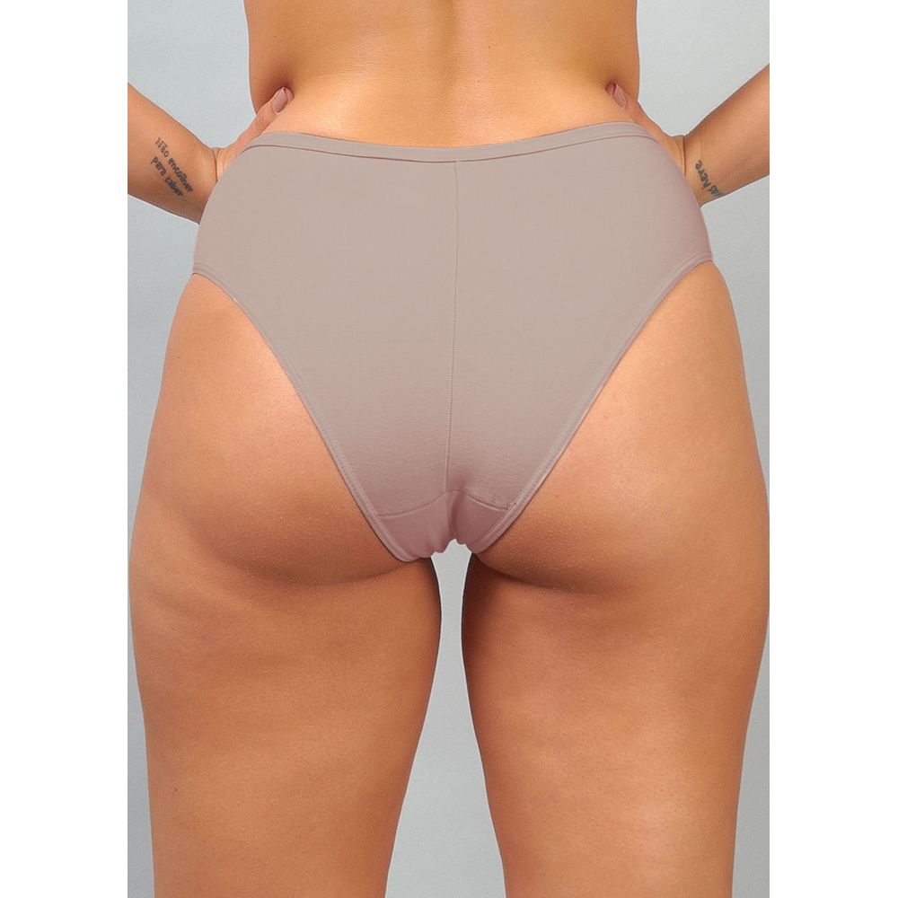 Calcinha Cintura Alta com Reforço Frontal em Modal CASTANHA