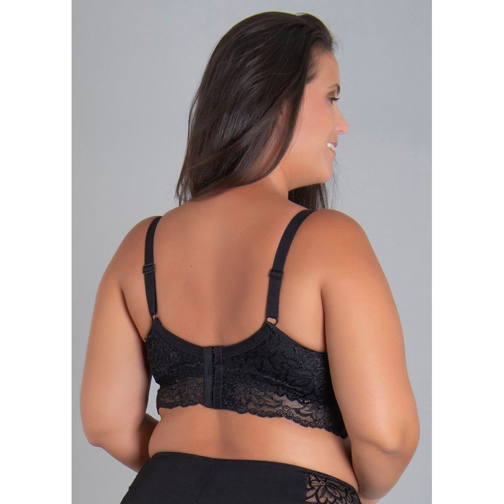 Sutiã Tradicional Com Bojo Com Aro Com Renda Pin Up Plus PRETO
