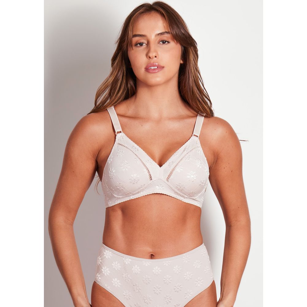 Sutiã Cobertura Total Sem Bojo E Sem Aro Em Microfibra Trabalhada Fio Lycra Summer Flower COLOMBE