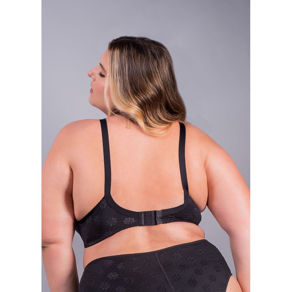 Sutiã Cobertura Total Sem Bojo e Sem Aro em Microfibra Trabalhada Fio LYCRA® Summer Flower PRETO