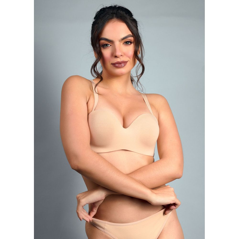 Sutiã Sem Alça Com Bojo Algodão Com Fio LYCRA® BEGE
