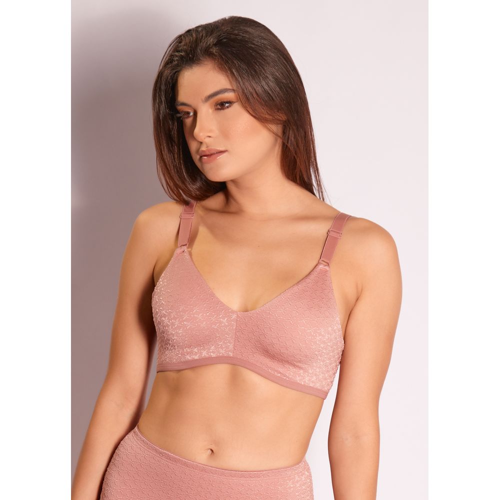 Sutiã Cobertura Total em Microfibra Trabalhada Fio LYCRA® Nordic ARGILE ROSÉE