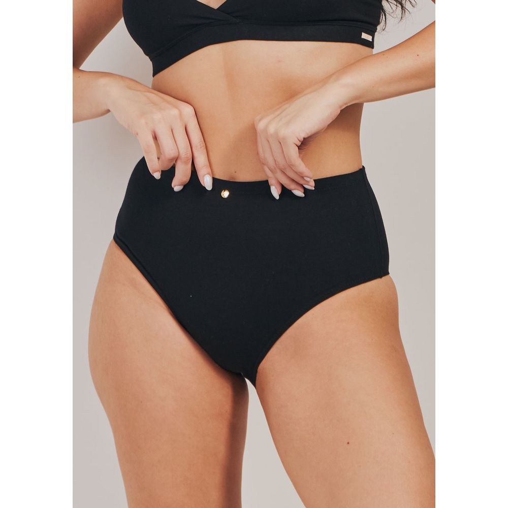 Calcinha Cintura Alta Algodão Egípcio Cleo PRETO
