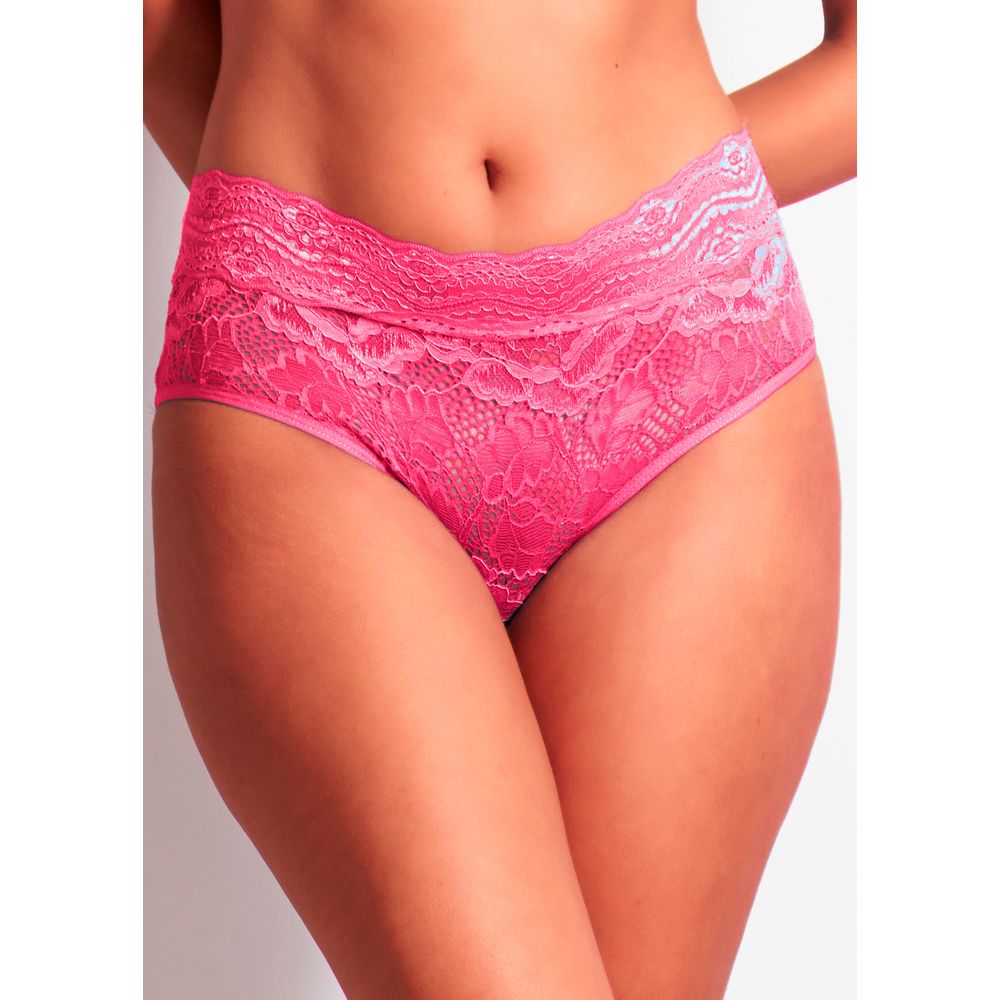 Calcinha Cintura Alta em Renda Maya ROSA PINK