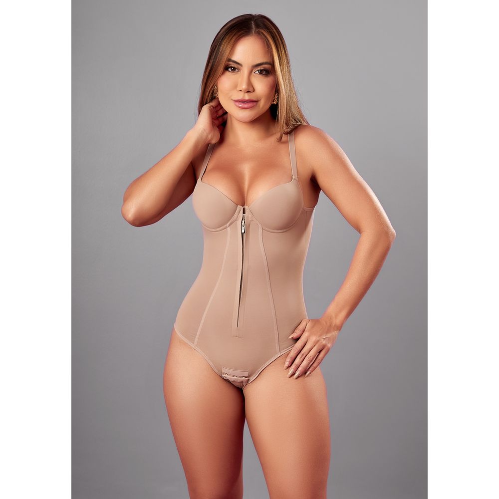Modelador Com Zíper Frontal Vi Lingerie BEIGE FONCÉ