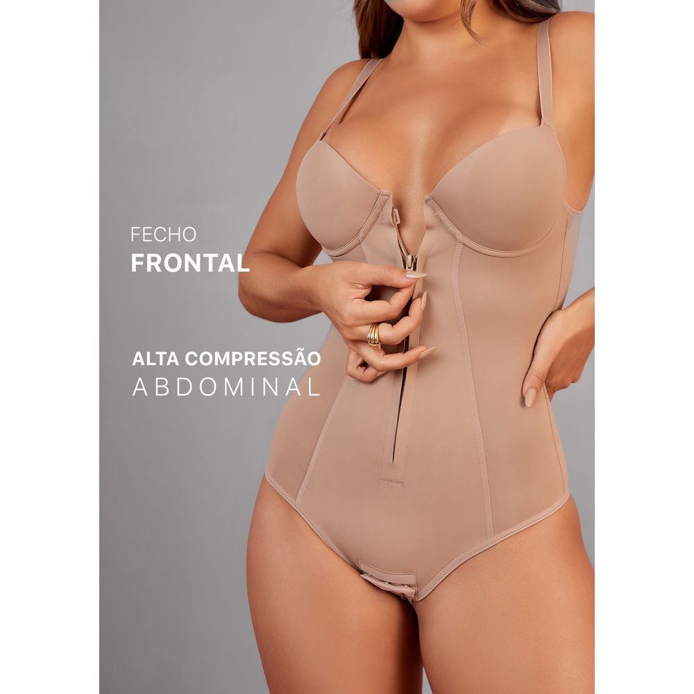 Modelador Com Zíper Frontal Vi Lingerie BEIGE FONCÉ