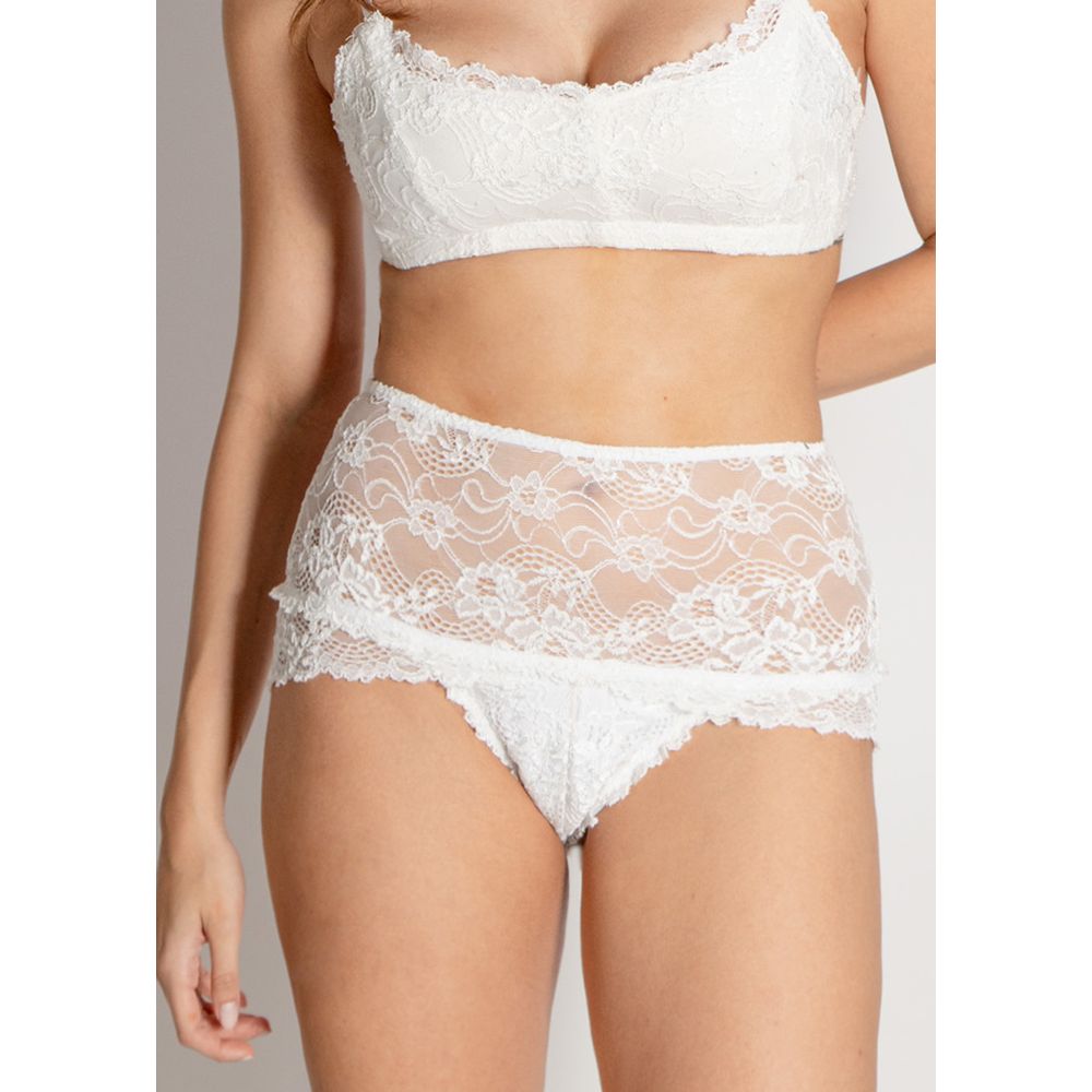 Calcinha Cintura Alta Em Renda Jasmine  BRANCO