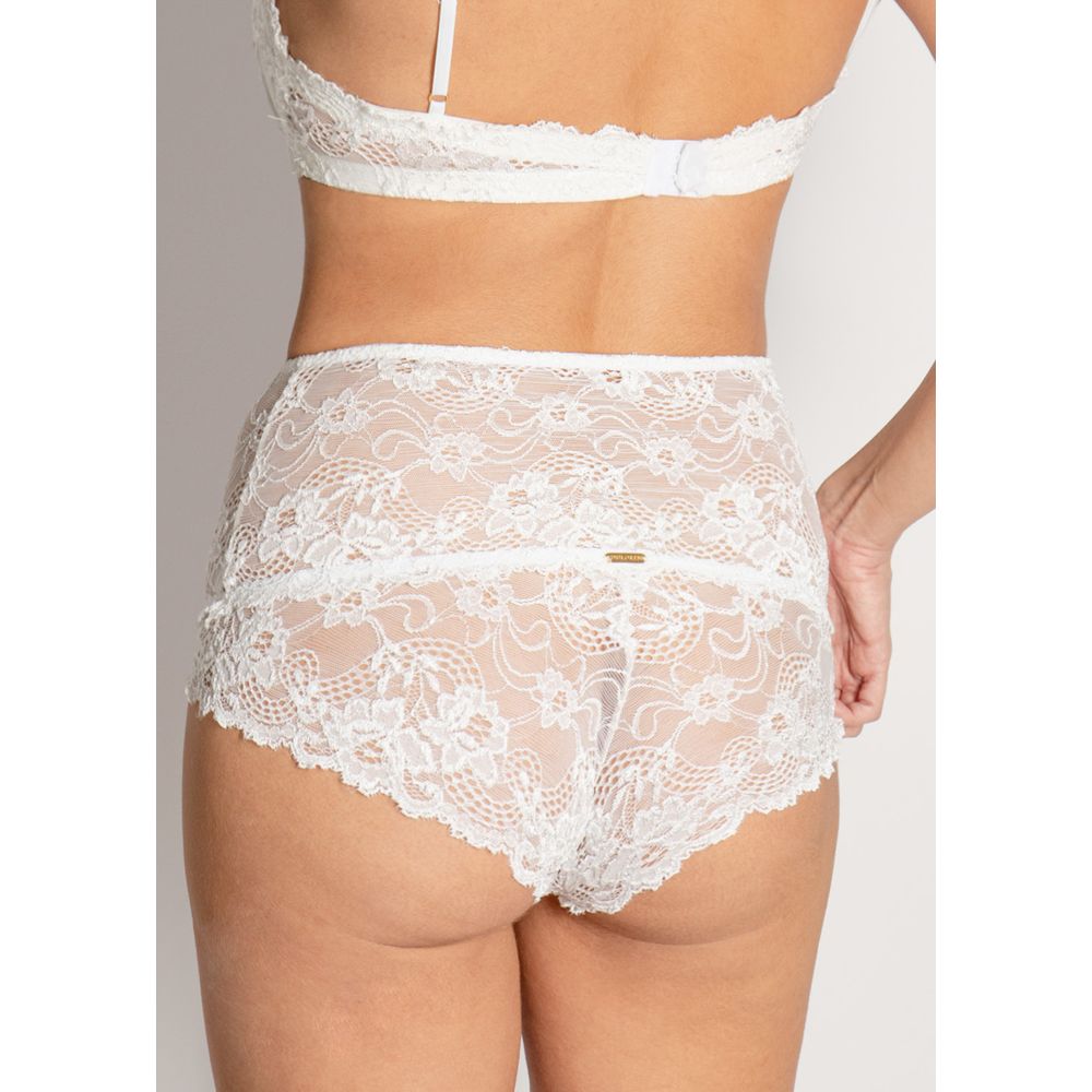 Calcinha Cintura Alta Em Renda Jasmine  BRANCO