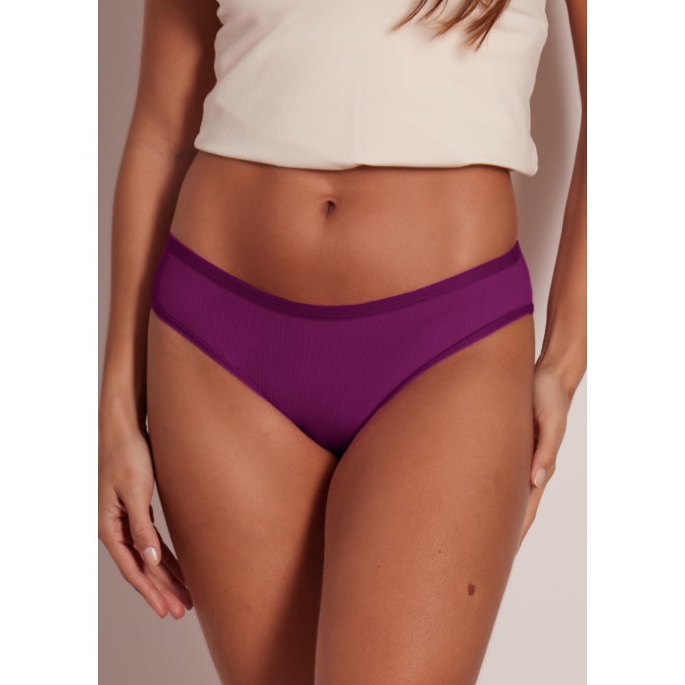 Calcinha Biquíni Em Microfibra Canelada Vic ORQUÍDEA