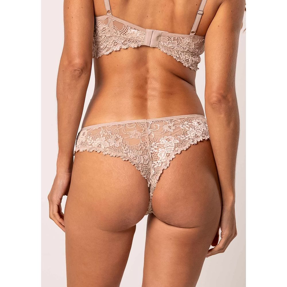 Calcinha Tanga Fio Rendada Jasmine BEIGE FONCÉ