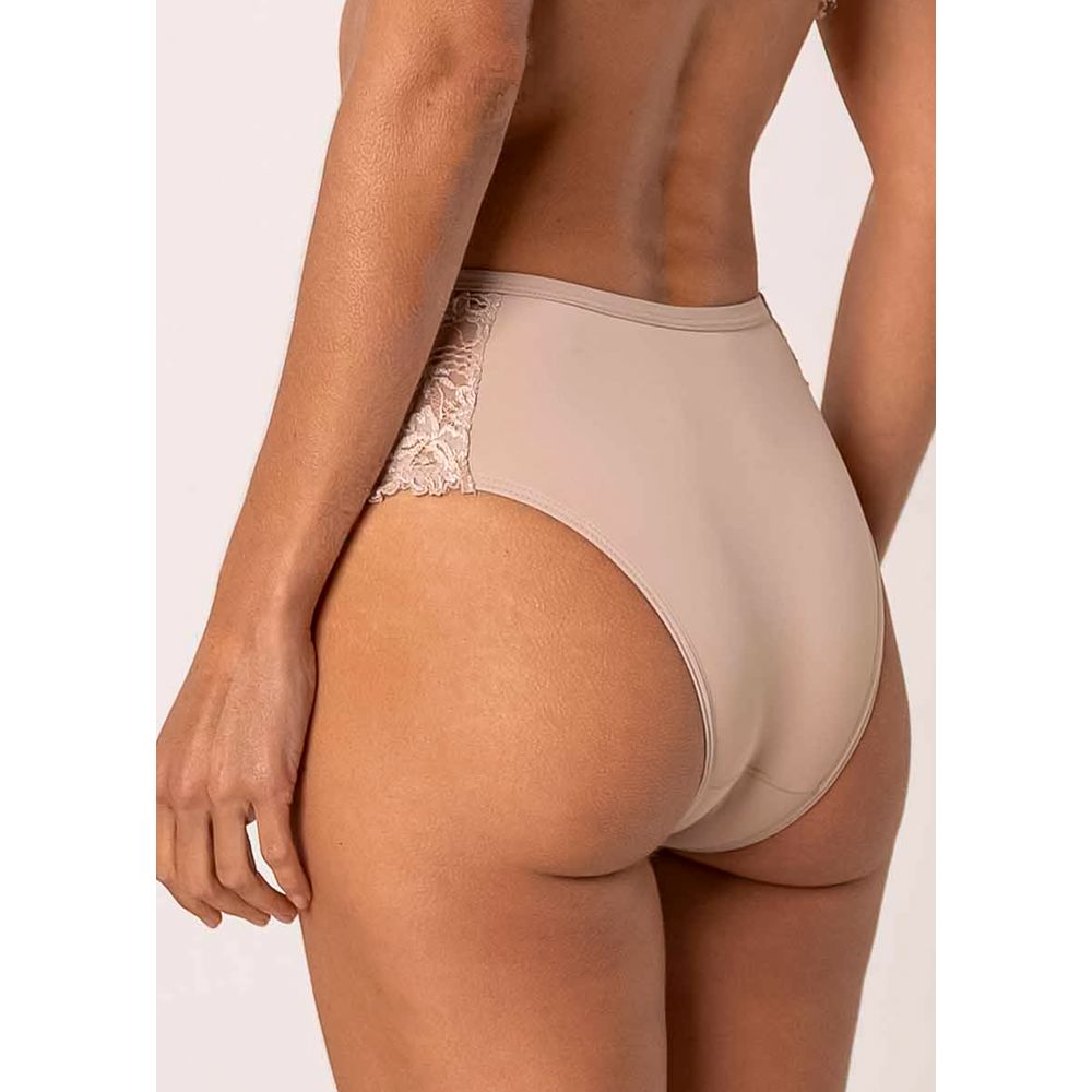 Calcinha Biquíni Lateral Em Renda Jasmine BEIGE FONCÉ
