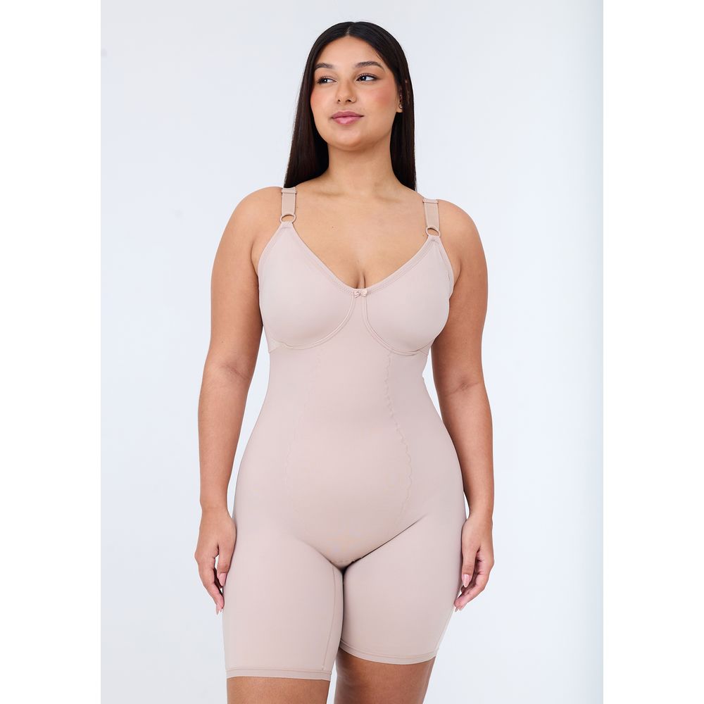 Modelador Macaquinho Sem Bojo Plus Size Vi Lingerie BEIGE FONCÉ