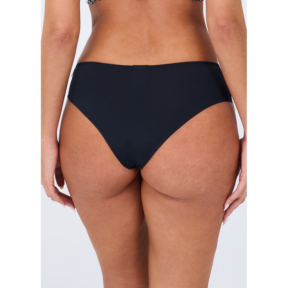 Calcinha Biquíni Em Microfibra E Renda Lateral Bicolor Carol PRETO