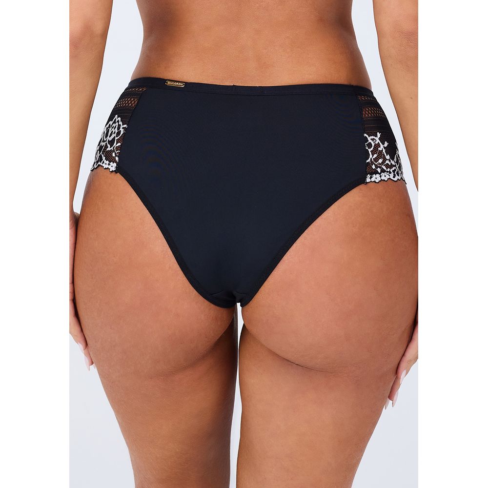 Calcinha Larga Em renda Bicolor Carol PRETO