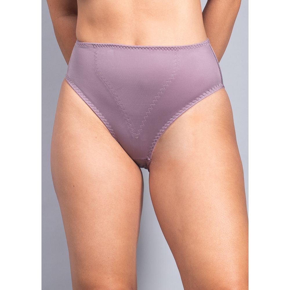 Calcinha Cintura Alta Cavada Com Reforço Frontal Em Microfibra Tactel com Fio Lycra  BERINJELA