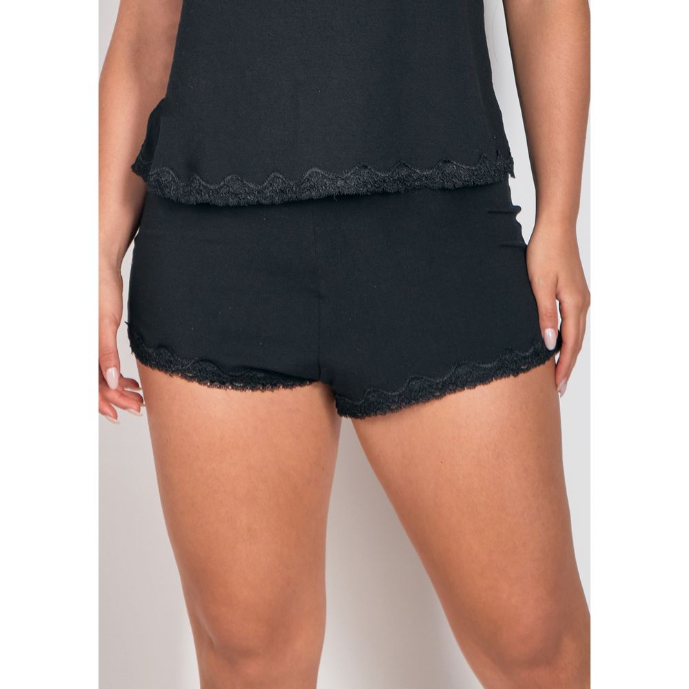 Short em Modal com detalhe em renda Dreamy PRETO