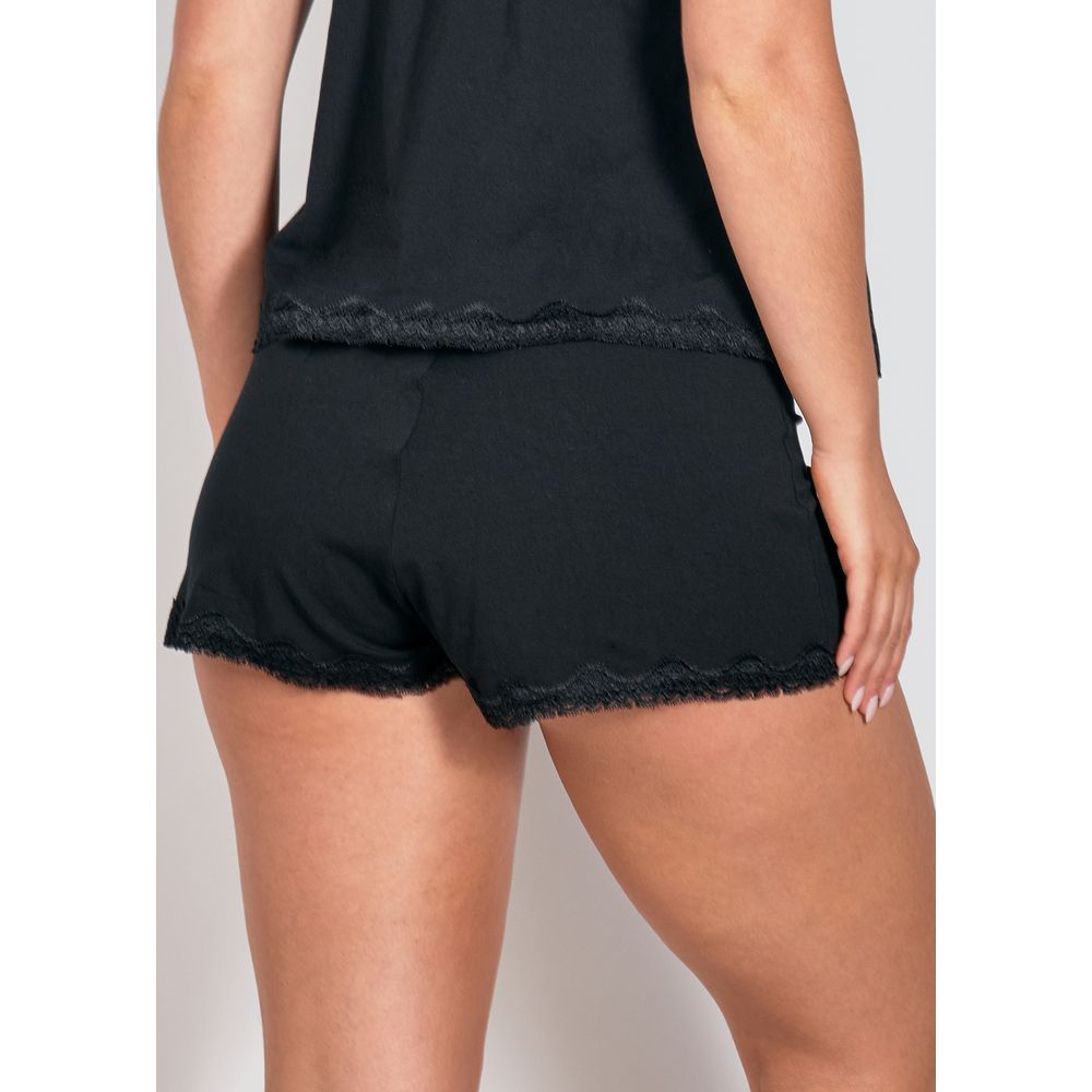 Short em Modal com detalhe em renda Dreamy PRETO