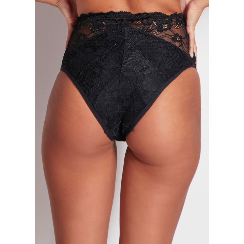 Calcinha Cintura Alta Em Renda Jasmine PRETO