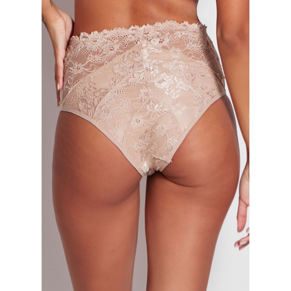 Calcinha Cintura Alta Em Renda Jasmine BEIGE FONCÉ