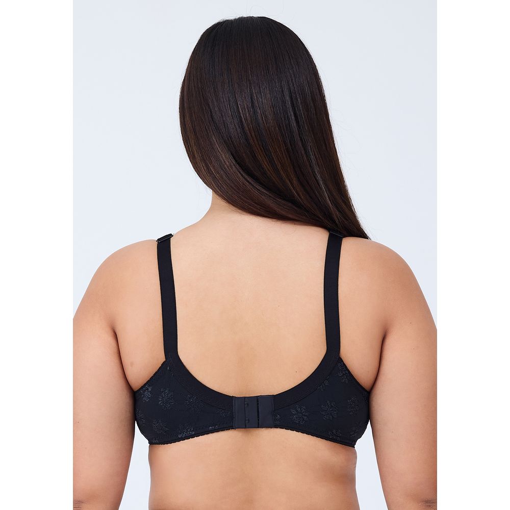 Sutiã Cobertura Total Sem Bojo e Sem Aro em Microfibra Trabalhada Fio LYCRA® Summer Flower PRETO