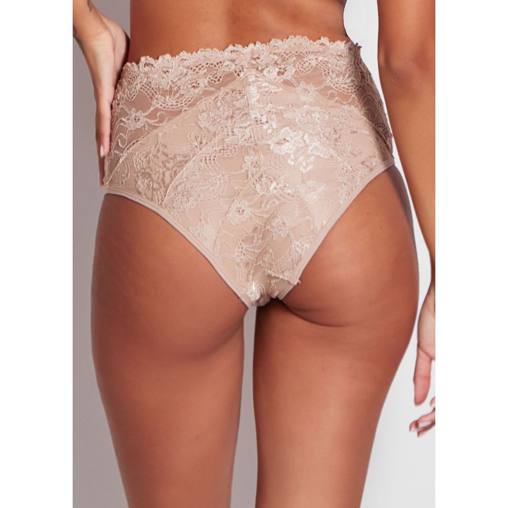 Calcinha Cintura Alta Em Renda Jasmine
 BEIGE FONCÉ