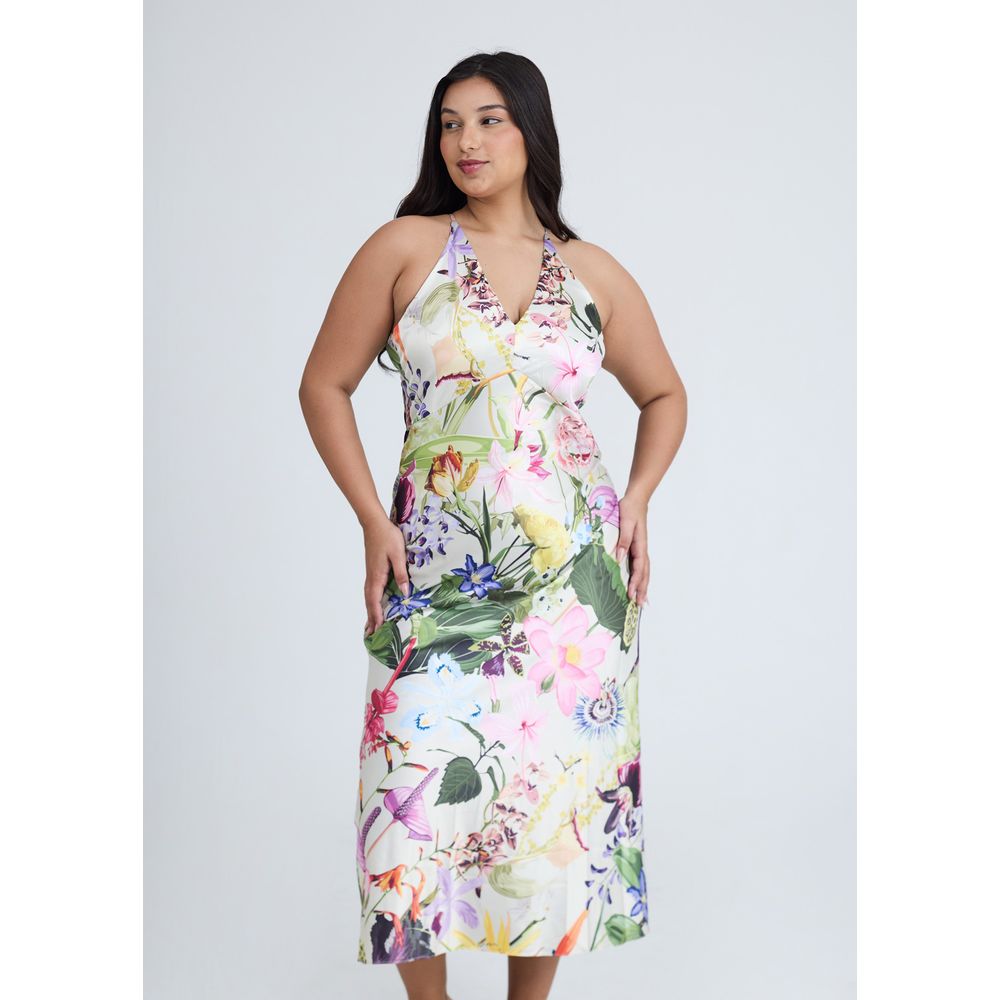 Camisola Alça Longa em Cetim Estampado Nature
 ESTAMPADO