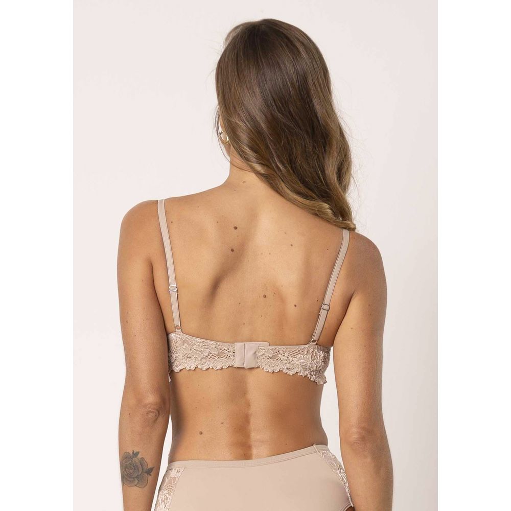 Sutiã Meia Taça Com Bojo E Aro Todo Em Renda Jasmine BEIGE FONCÉ