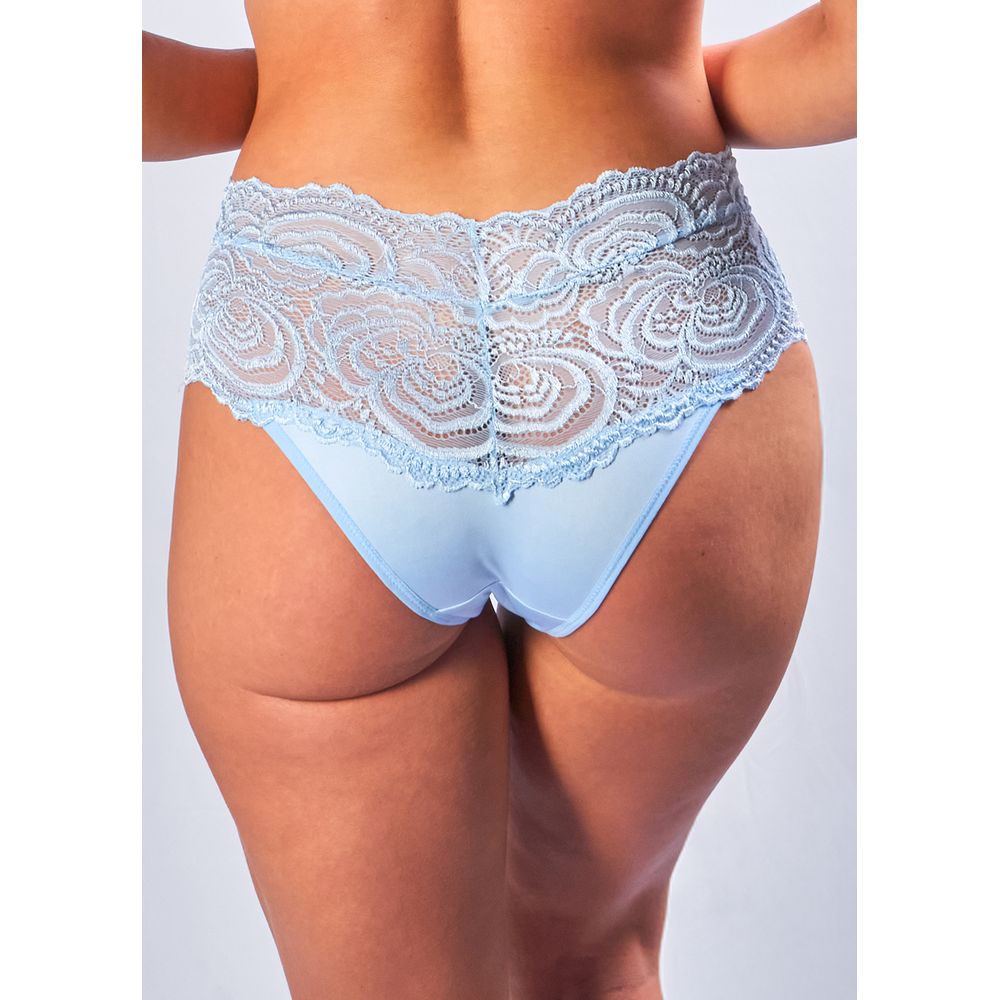 Calcinha Cintura Alta em Microfibra e Renda Gabi
 AZUL CLARO