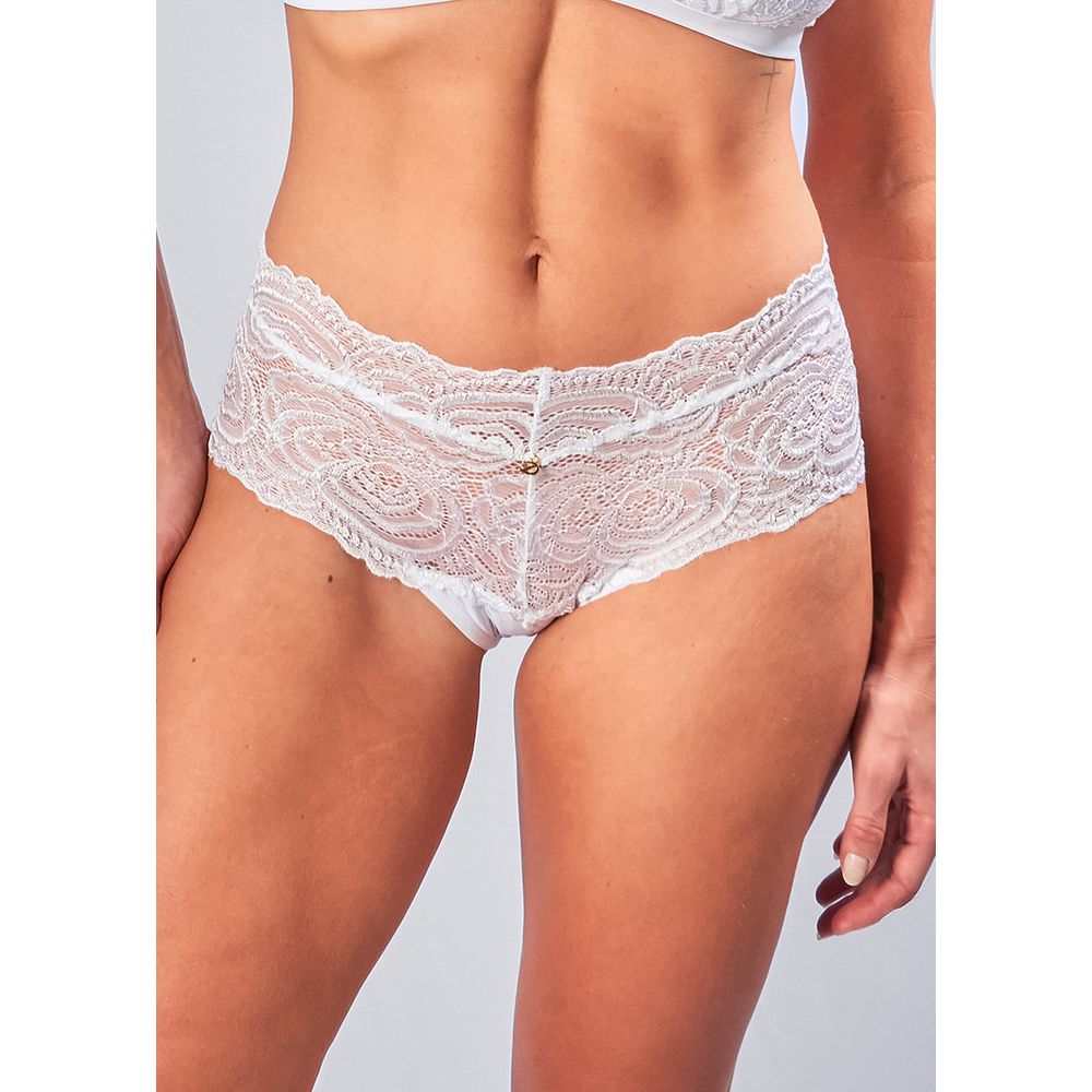Calcinha Cintura Alta em Microfibra e Renda Gabi
 BRANCO