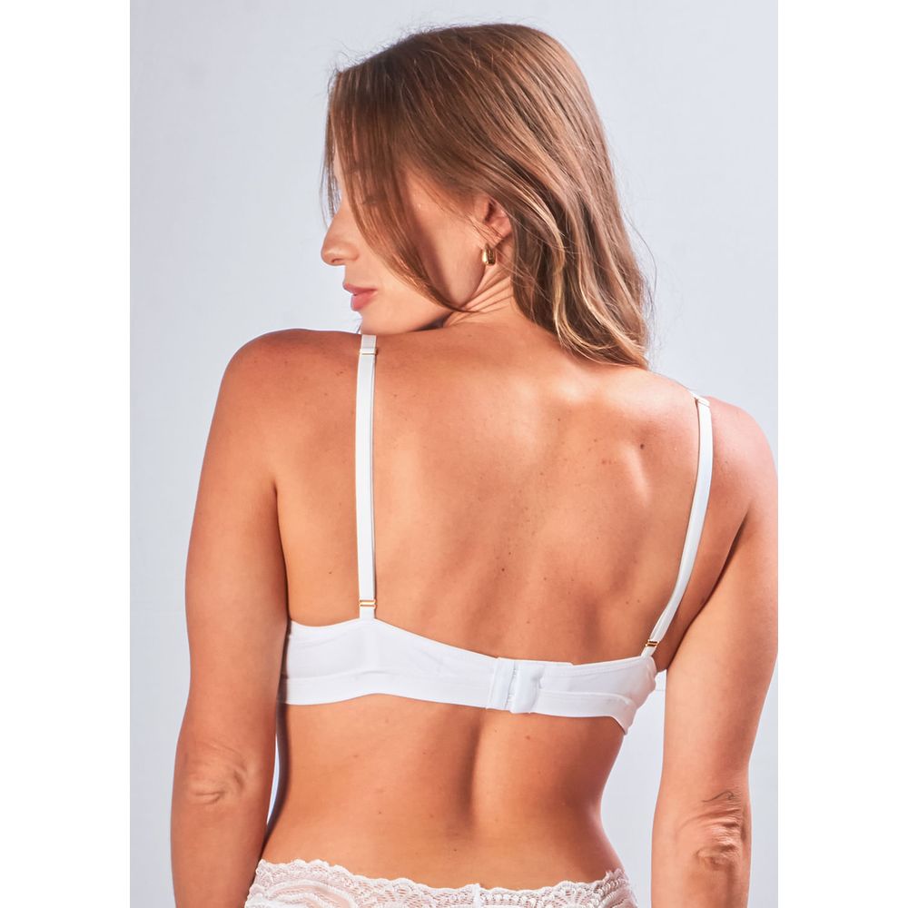 Sutiã Triângulo Sem Bojo Em Microfibra e Renda Gabi
 BRANCO