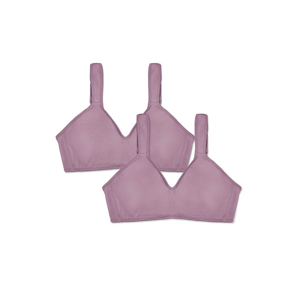 Kit 2 Sutiãs Cobertura Total Sem Bojo Em Tecido Duplo Flex Power BERINJELA
