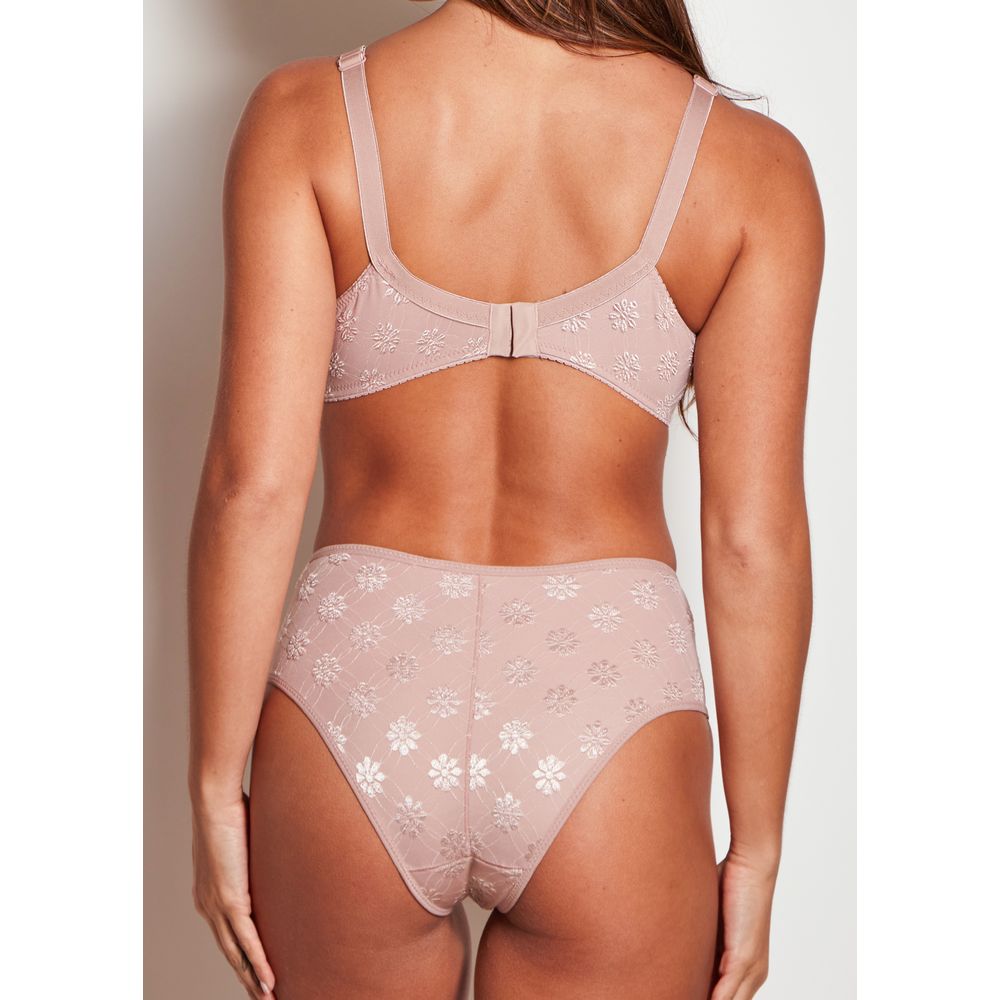 Conjunto Sutiã Cobertura Total Sem Bojo E Sem Aro e Calcinha Cintura Alta Com Reforço Frontal Summer Flower
 CASTANHA