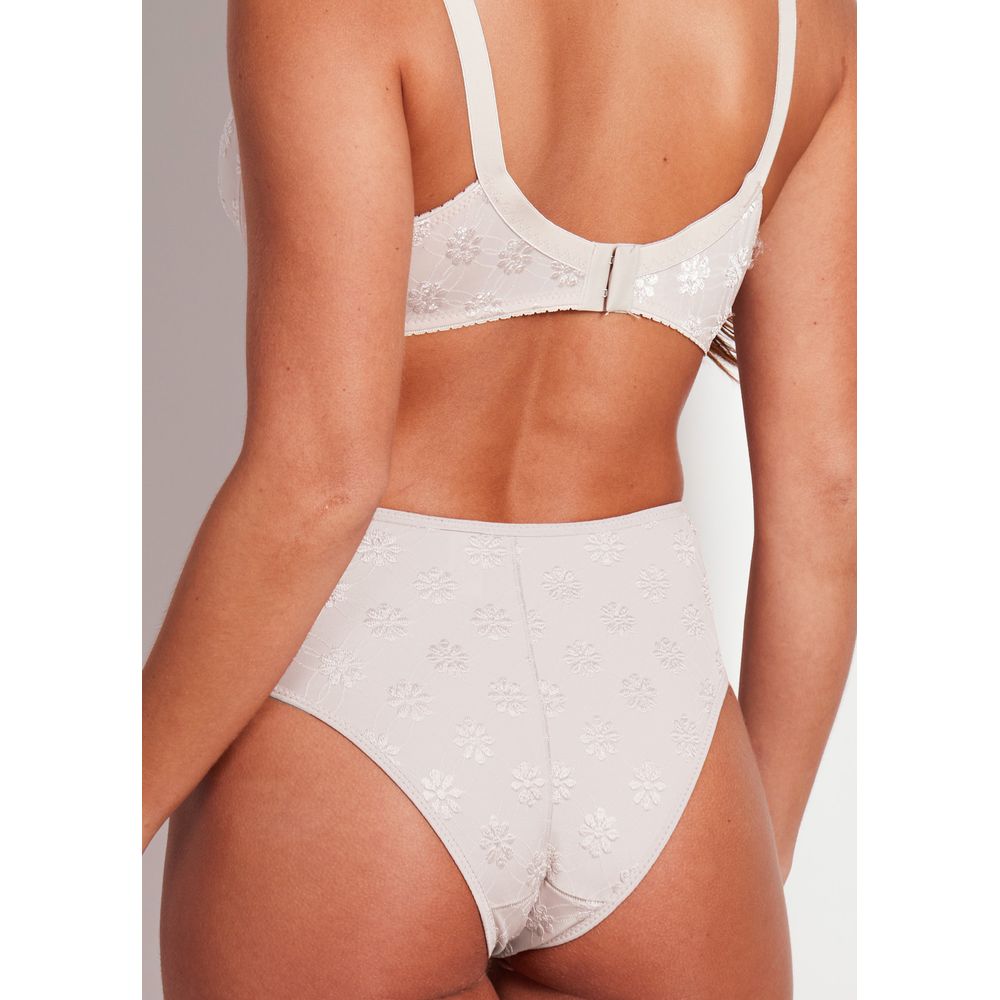 Conjunto Sutiã Cobertura Total e Calcinha Cintura Alta Em Microfibra Trabalhada Fio Lycra Summer Flower COLOMBE