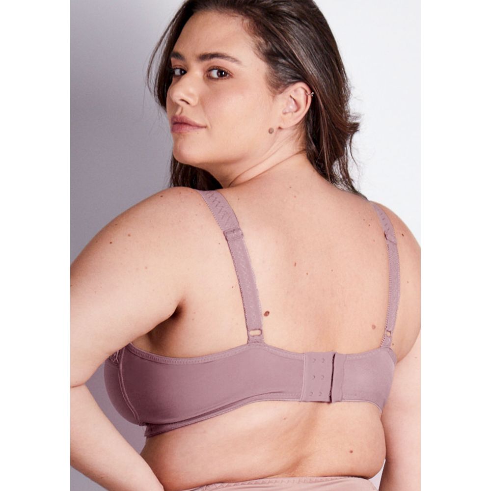 Sutiã Ampla Cobertura Sem Bojo E Sem Aro Em Microfibra Com detalhes em Renda Linea Sensualité BERINJELA