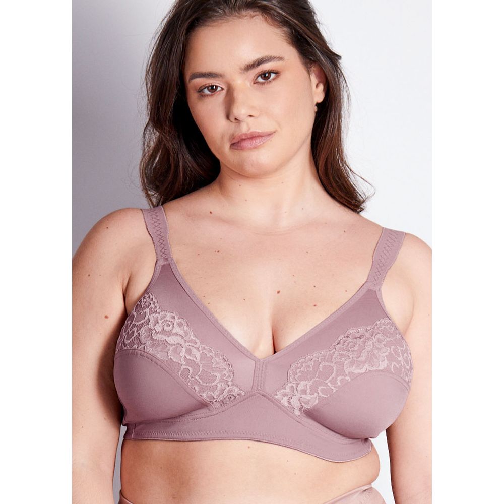 Sutiã Ampla Cobertura Sem Bojo E Sem Aro Em Microfibra Com detalhes em Renda Linea Sensualité BERINJELA