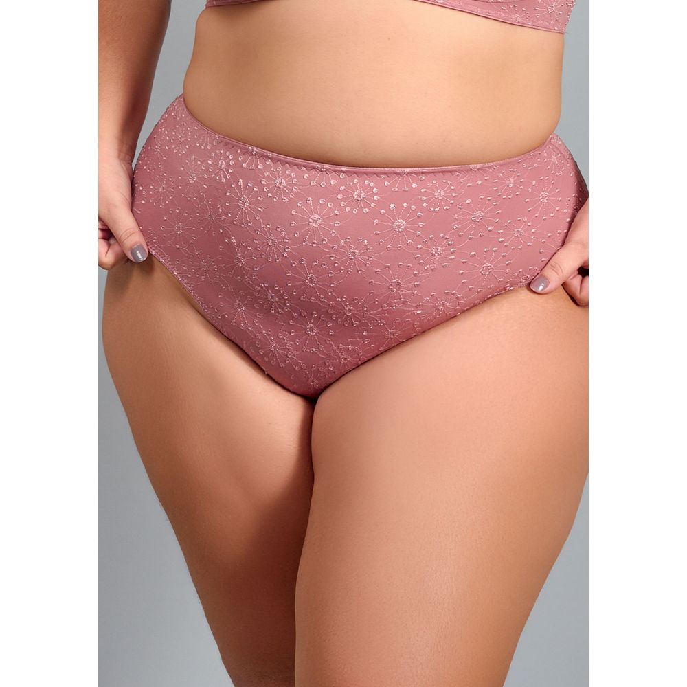 Calcinha Cintura Alta Com Reforço Frontal Em Microfibra Trabalhada Fio Lycra Alaska ARGILE ROSÉE