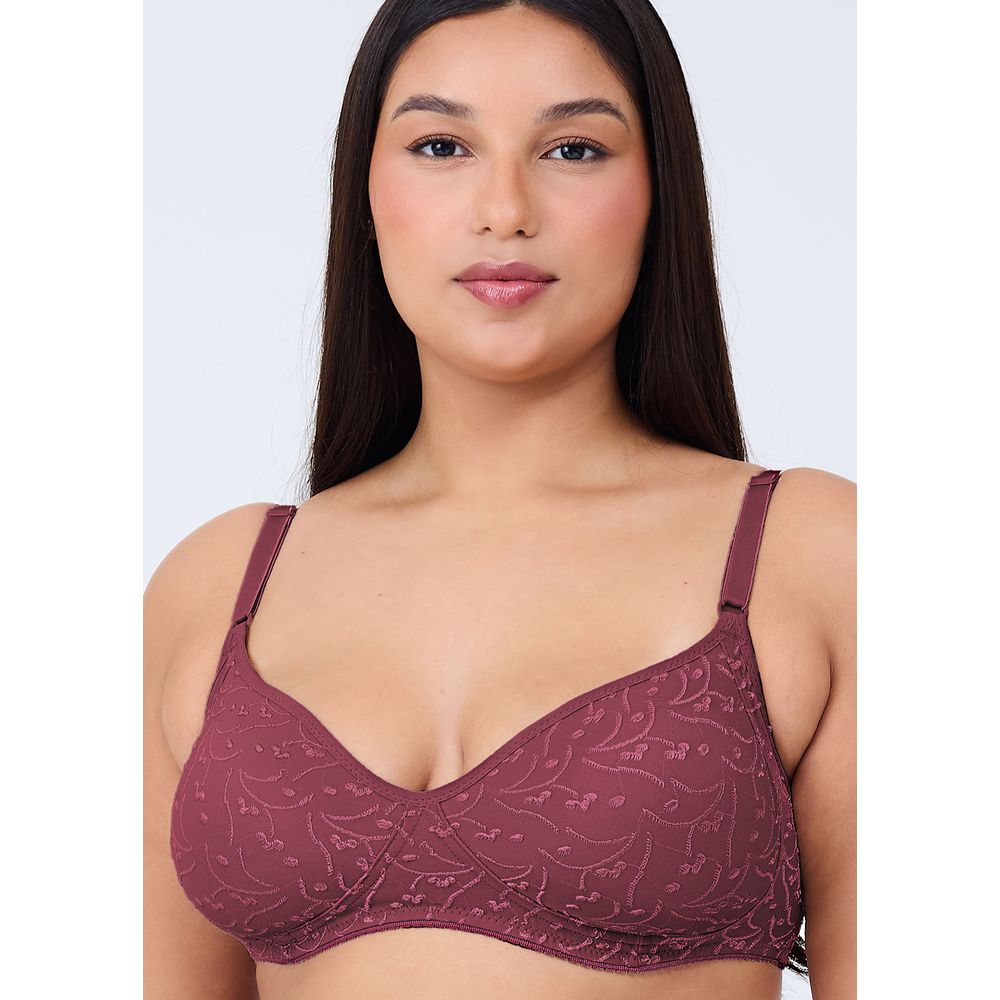 Sutiã Triângulo Sem Bojo Em Microfibra Trabalhada Fio Lycra Structure GRENAT